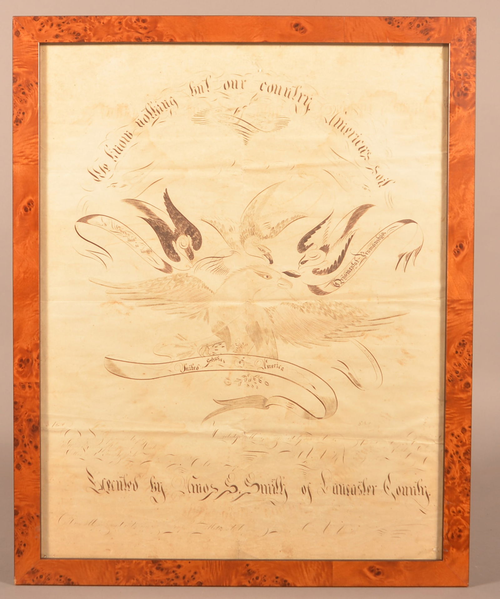 19th C. Lancaster County (PA) Patriotic Calligraphy. (1 of 4)