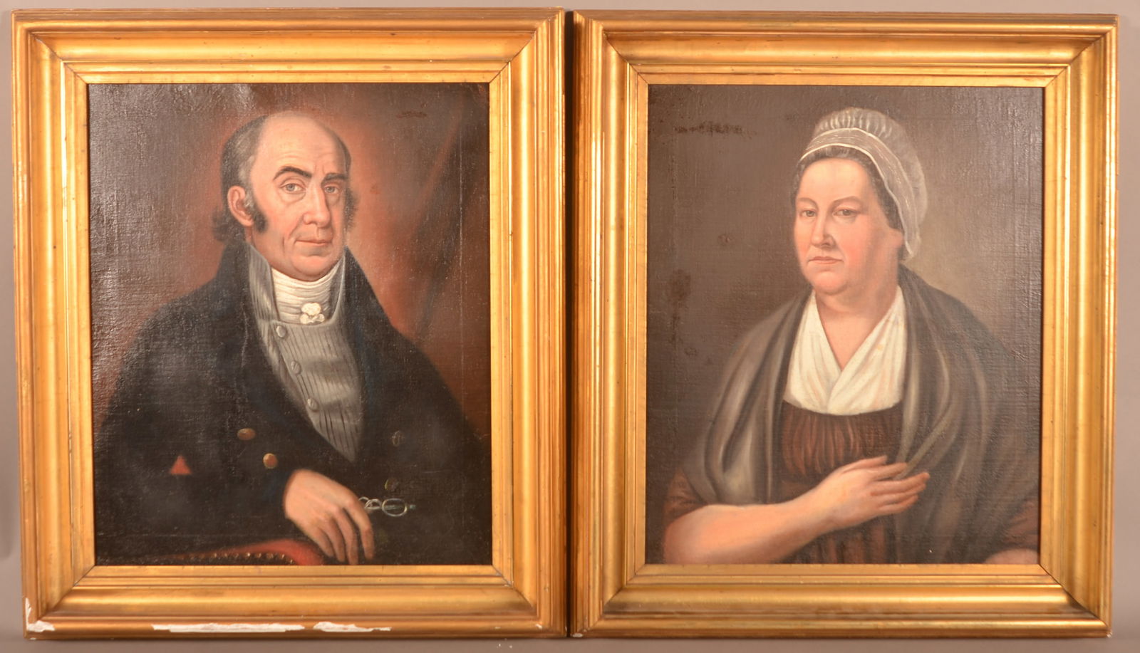 Pair of American 19th Century Oil on Canvas Portraits. (1 of 10)