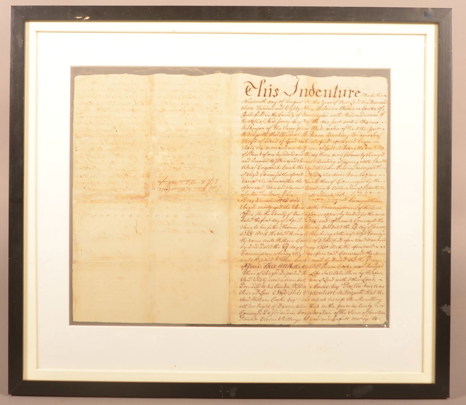 Two 18th C. New Jersey Land Indentures. (1 of 9)