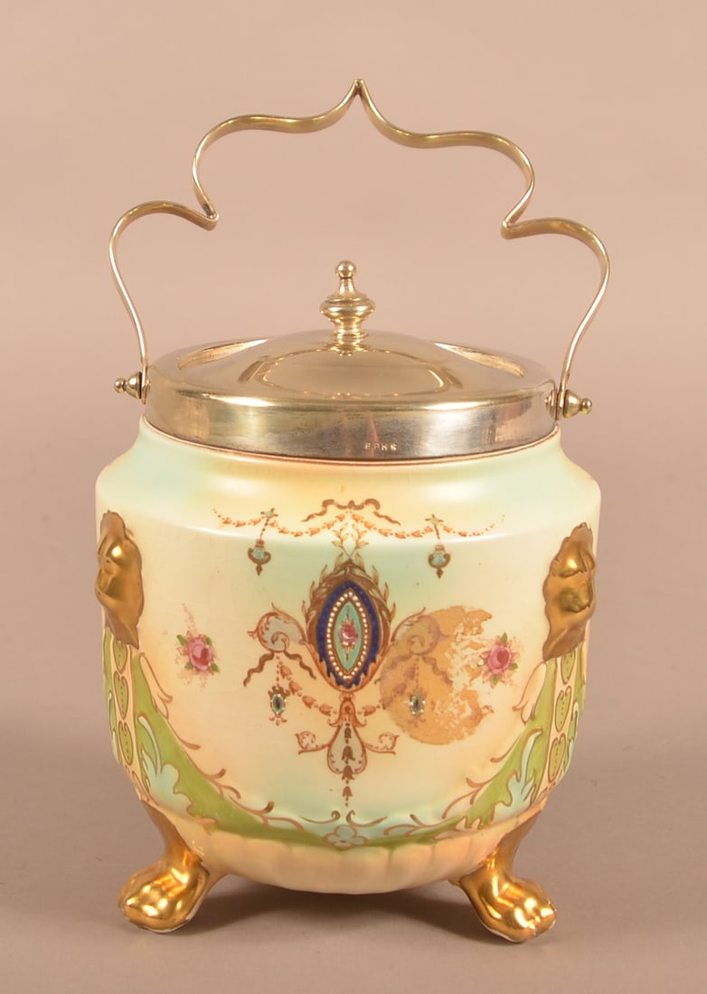 Crown Devon English Porcelain Hand-Painted Biscuit Jar. (1 of 4)