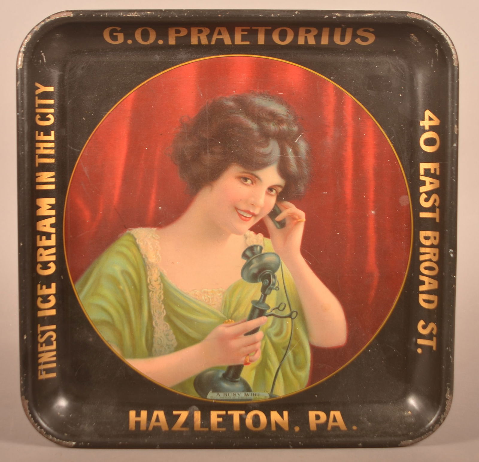 Antique Tin Litho Ice Cream Advertising Tray. (1 of 3)