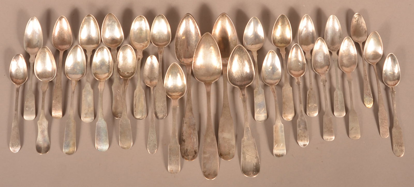 Lot of American Early 19th Century Coin Silver Spoons. (1 of 2)