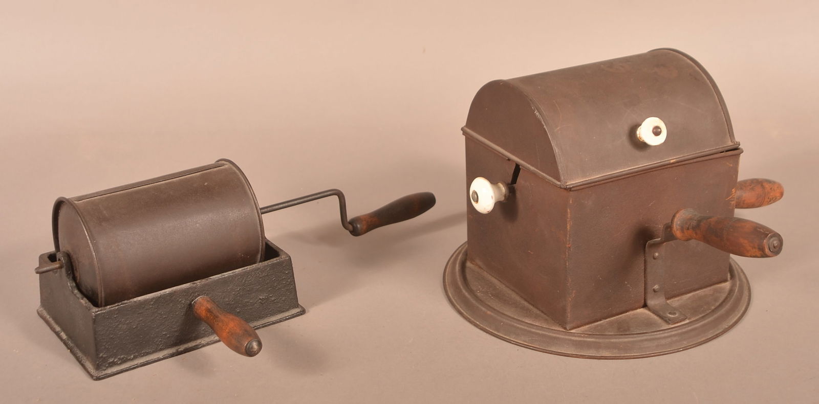 Two 19th C. Tin Coffee Roasters. (1 of 3)