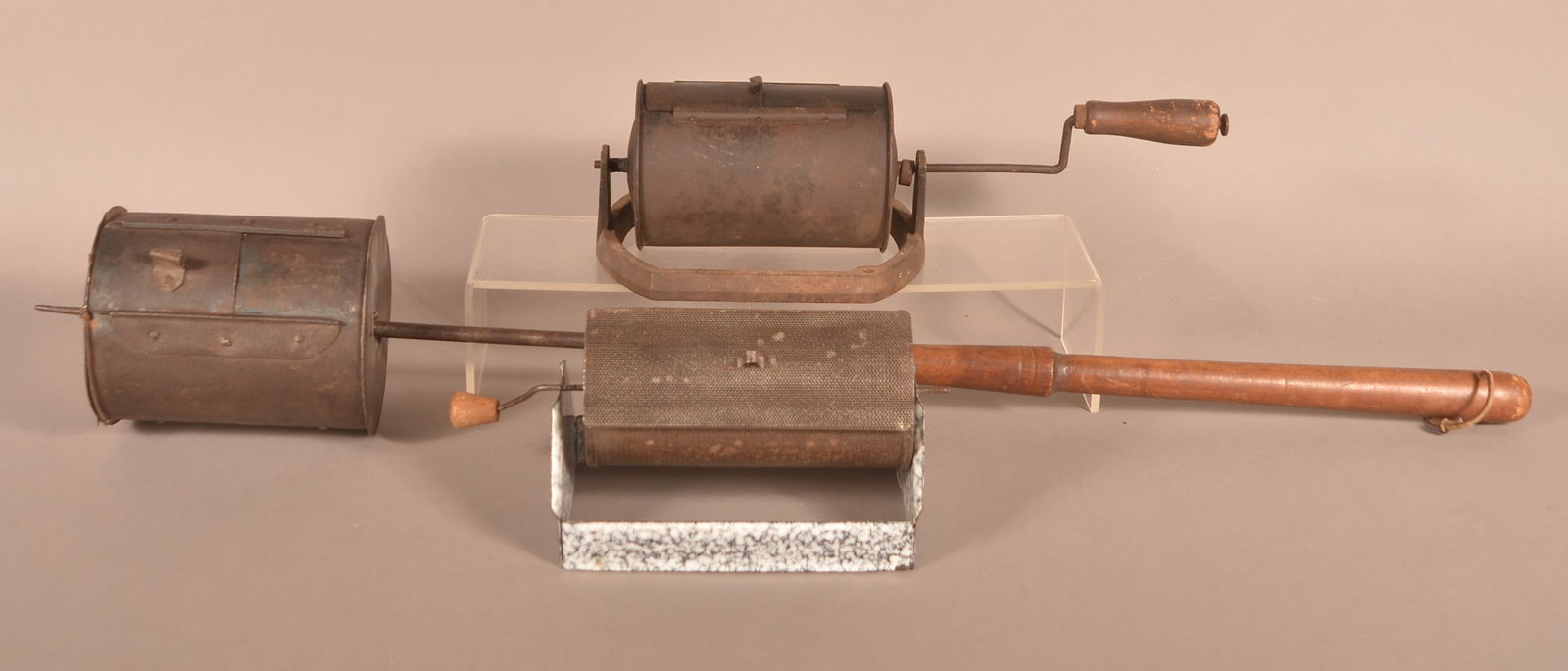 Three Various Antique Tin Coffee Roasters. (1 of 4)