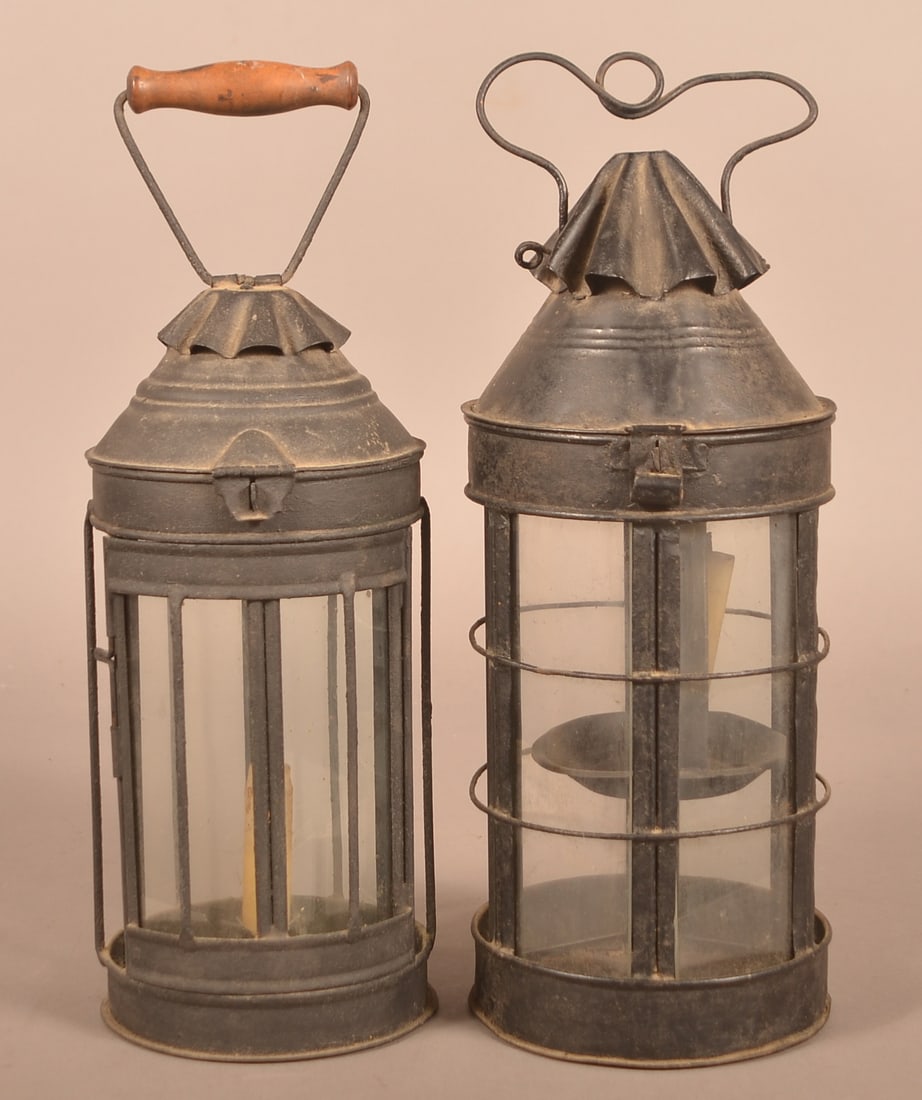 Two 19th Century Cylindrical Tin Candle Lanterns. (1 of 2)