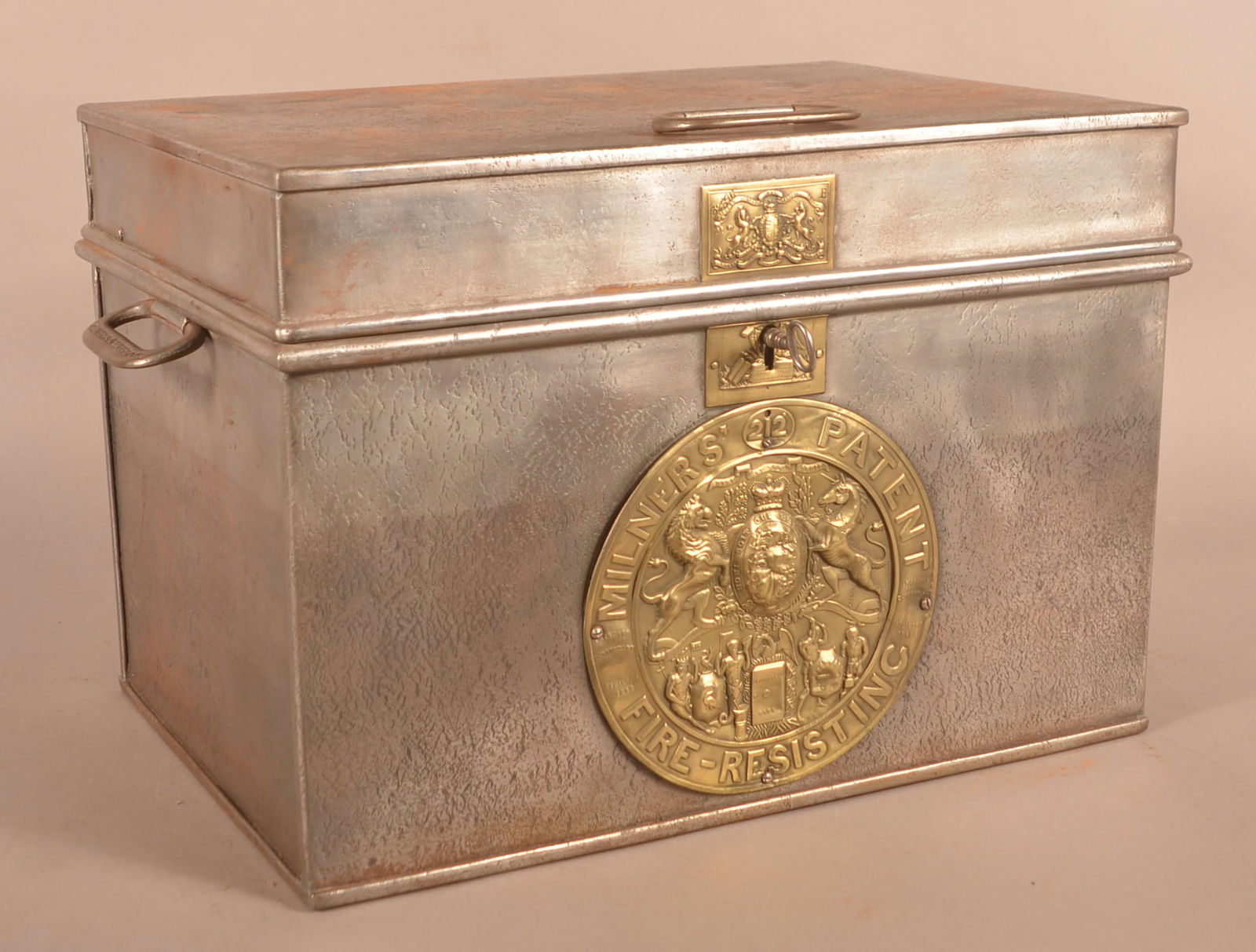 Antique Milner's Patent Metal Strong Box. (1 of 10)