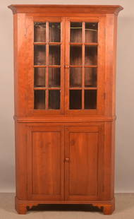 PA Federal Cherry Single-Part Corner Cupboard.: PA Federal Cherry Single-Part Corner Cupboard. 81-1/2"h. x 46"w. x 20"d.