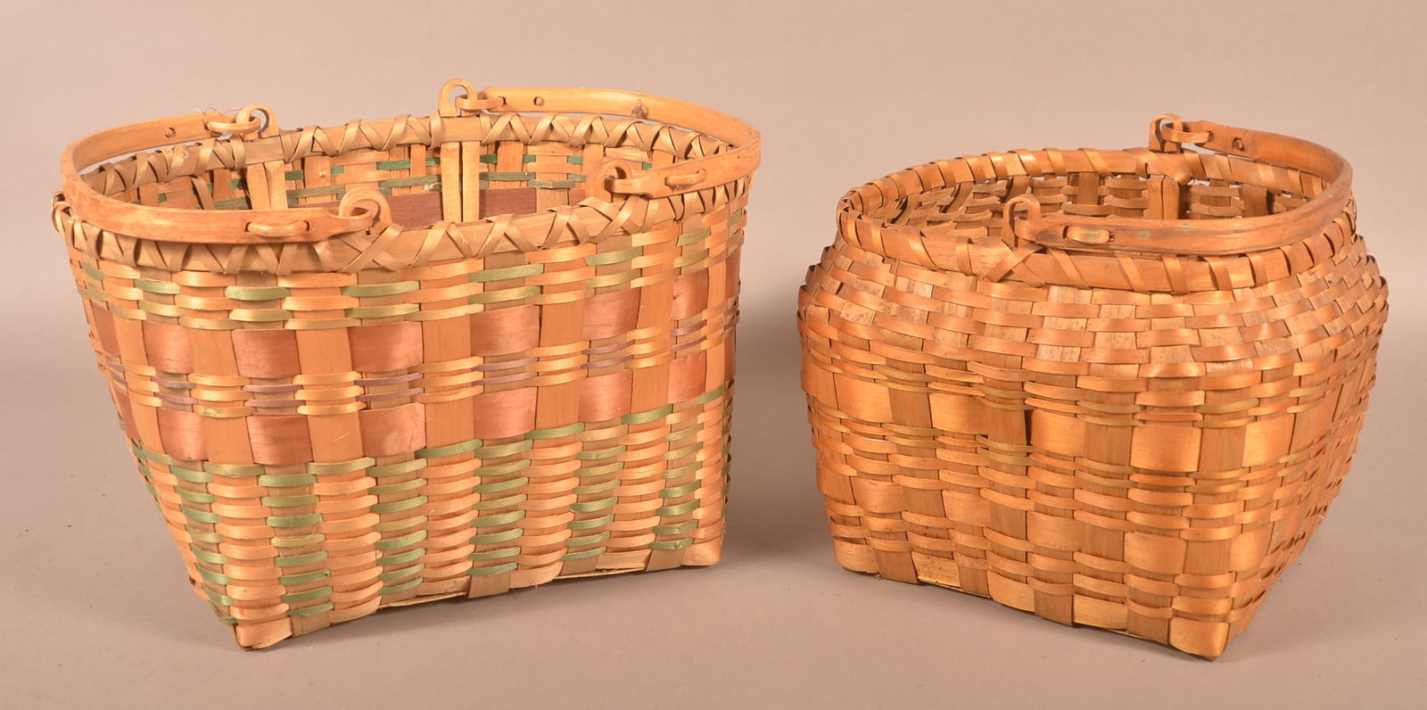 Two Great Lakes Woven Black Ash Indian Baskets. (1 of 4)
