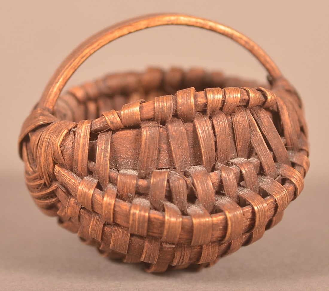 Fine Antique Miniature Woven Oak Splint Basket. (1 of 6)