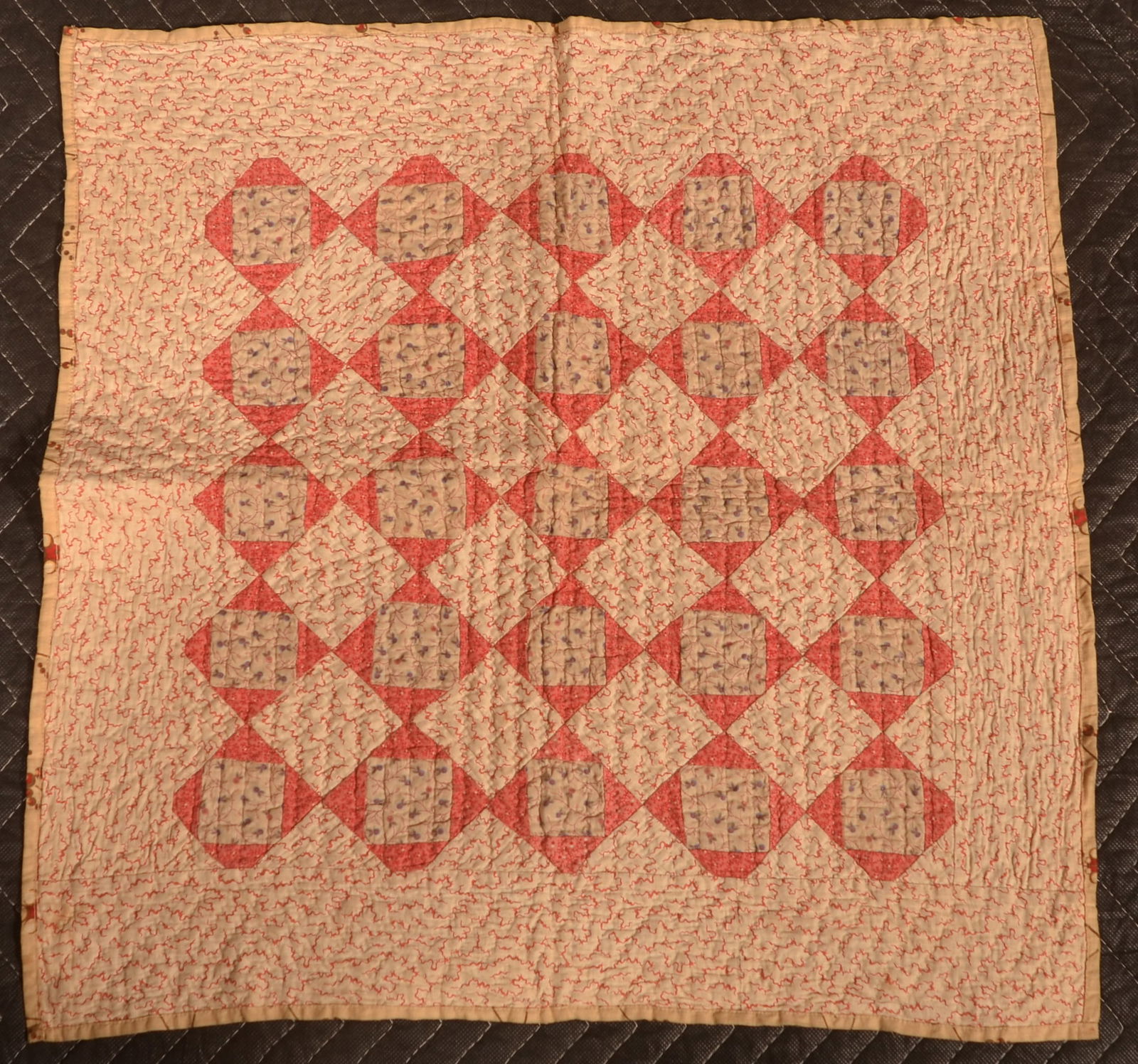 Small Antique Geometric Pattern Patchwork Quilt. (1 of 4)