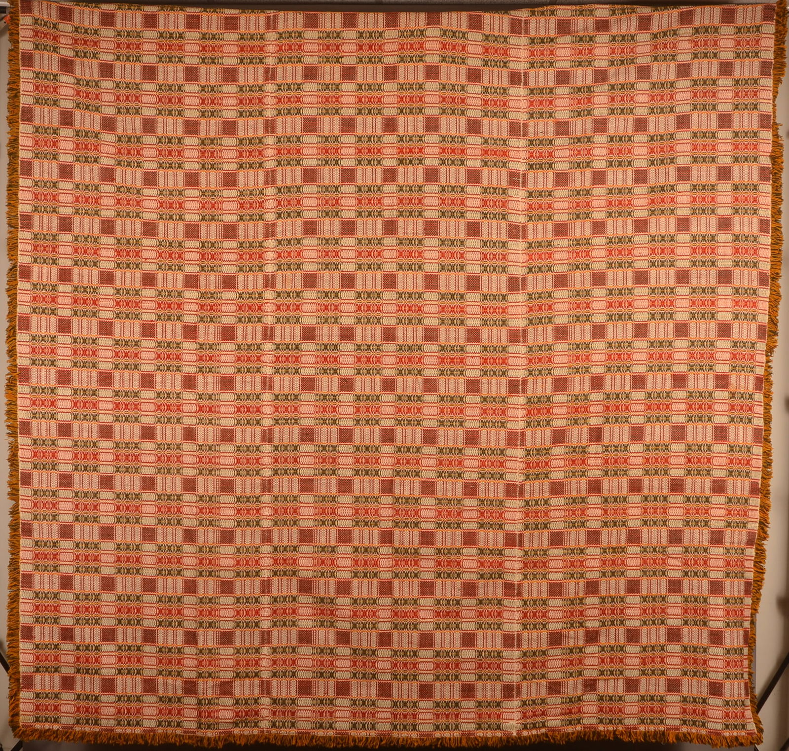 Geometric Overshot Coverlet with Matching Mat. (1 of 5)