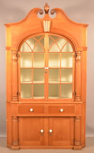 PA Federal Architectural 2-Part Corner Cupboard.: PA Federal Softwood Architectural 2-Part Corner Cupboard. 96"h. x 57"w. 24"d.