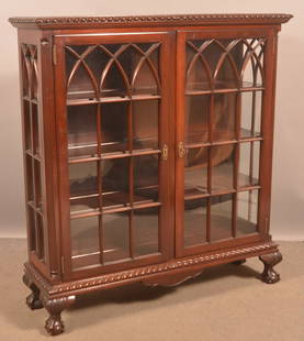 Chippendale Style Mahogany Bookcase.: Chippendale Style Mahogany Bookcase. 48"h. x 44-1/2"w. x 13-1/2"d.