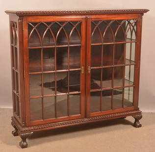 Chippendale Style Mahogany Bookcase.: Chippendale Style Mahogany Bookcase. 50"h. x 53"w. x 16"d.