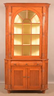 PA Federal Cherry 2-Part Corner Cupboard.: PA Federal Cherry 2-Part Corner Cupboard. 86"h. x 45"w. x 22"d.