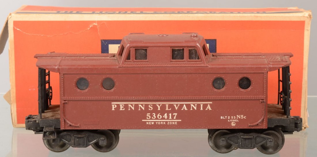 1950's Lionel Type I Brown Pennsylvania Port Hole : 1950's Lionel Type I Brown Pennsylvania Port Hole Caboose, 536417, with interior lighting and original box.