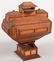 283: Unusual Tramp Art Pedestal Sewing Box. Lid, with t