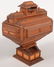 283: Unusual Tramp Art Pedestal Sewing Box. Lid, with t - 2