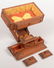 283: Unusual Tramp Art Pedestal Sewing Box. Lid, with t - 3