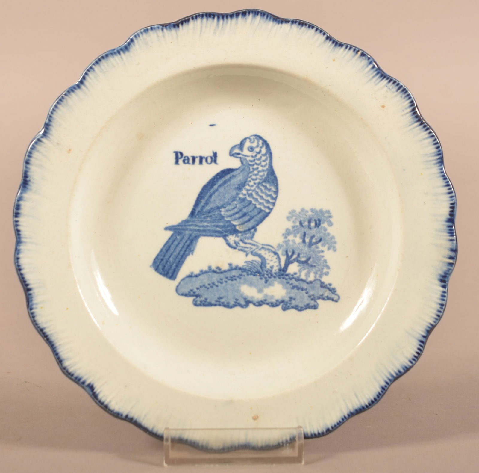 Leeds Blue Feather Edge Soft Paste China Toddy Plate. (1 of 5)