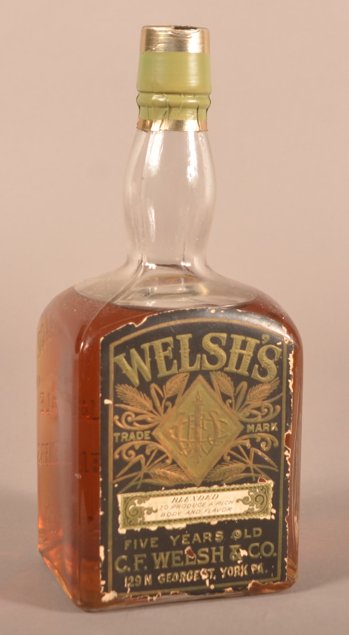 C. F. Welsh & Co., York, PA Whiskey Bottle. (1 of 3)
