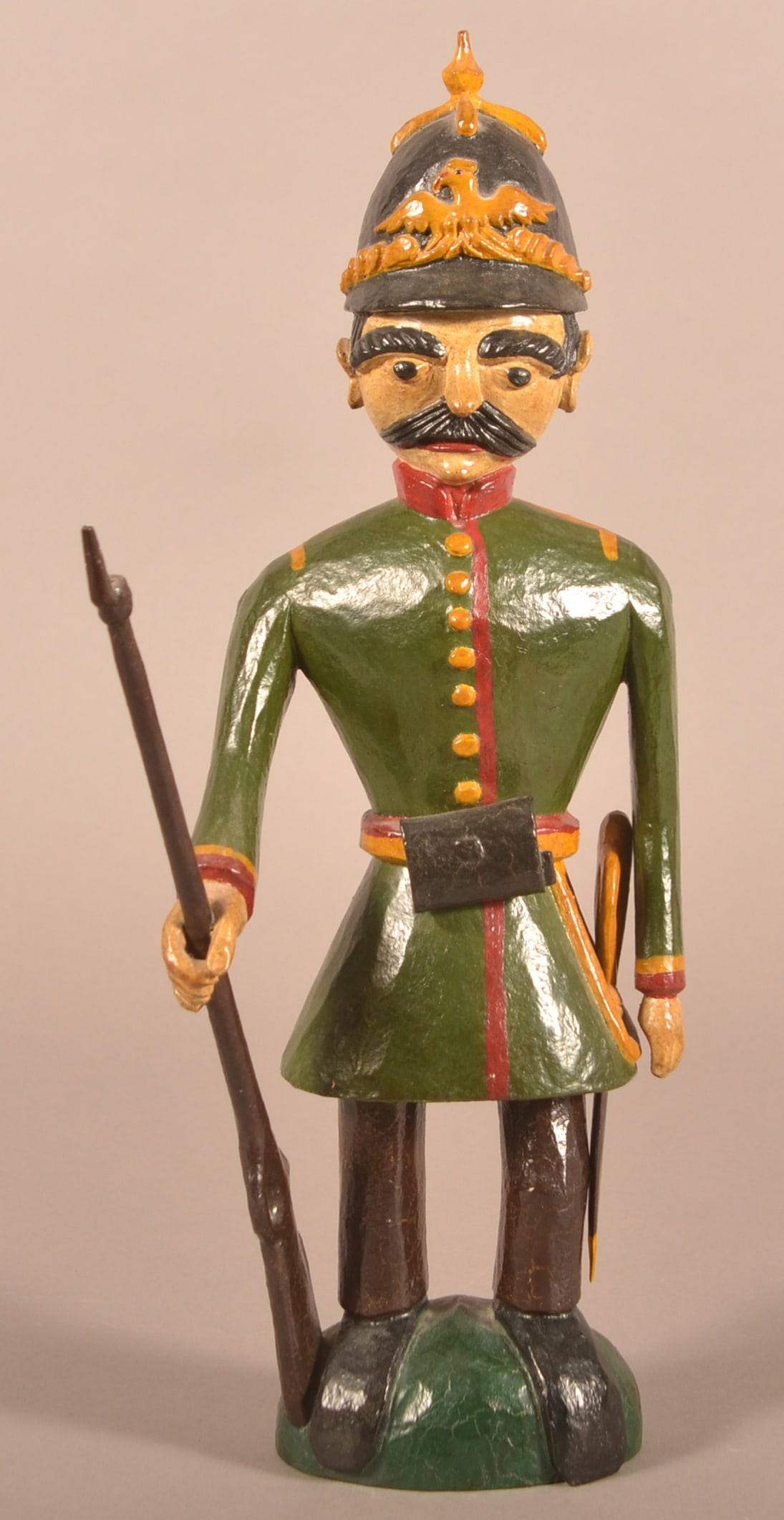 Folk Art Carved and Painted Wood Hessian Soldier. (1 of 5)