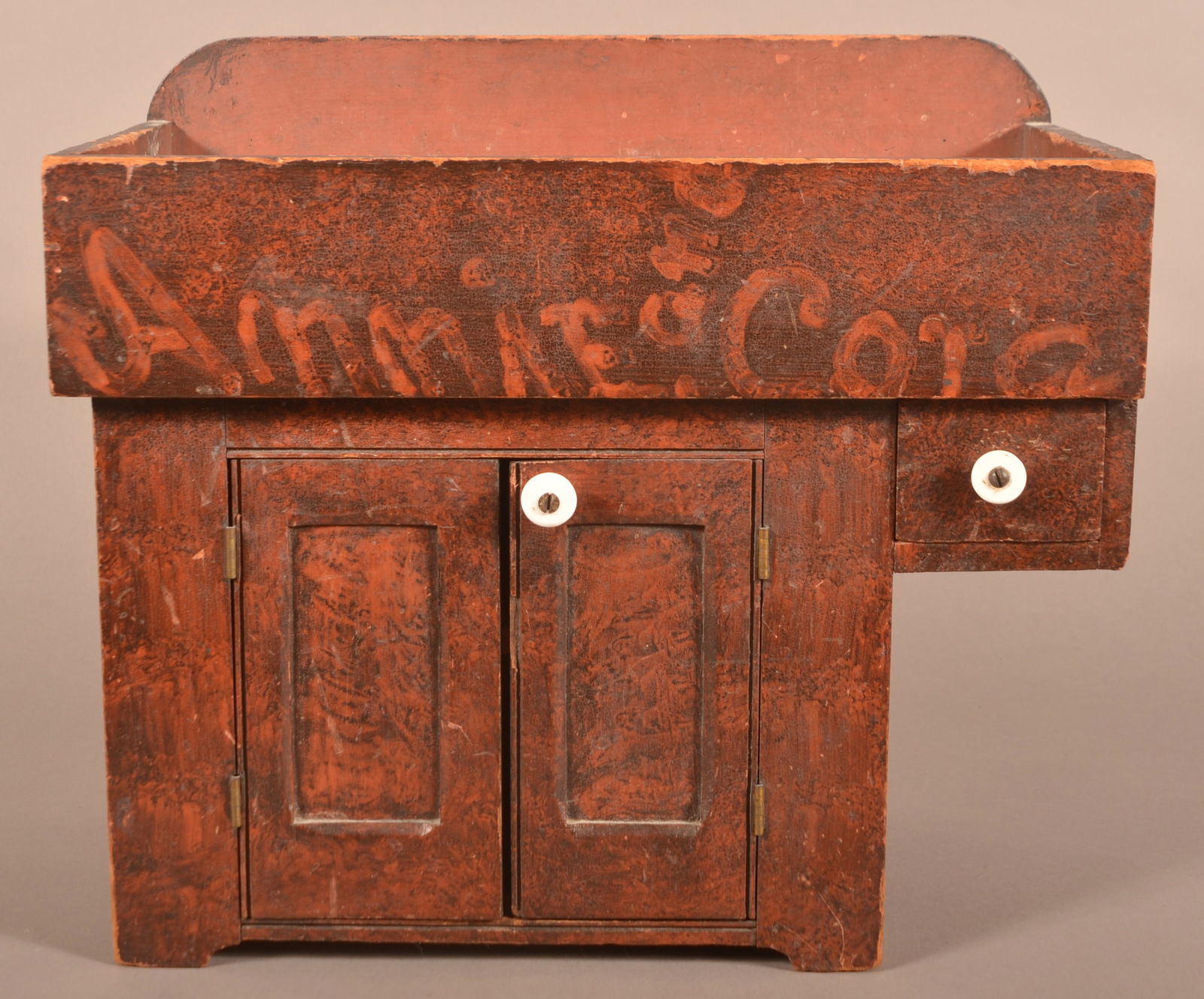 Antique PA Softwood Grain-Painted Miniature Drysink. (1 of 7)