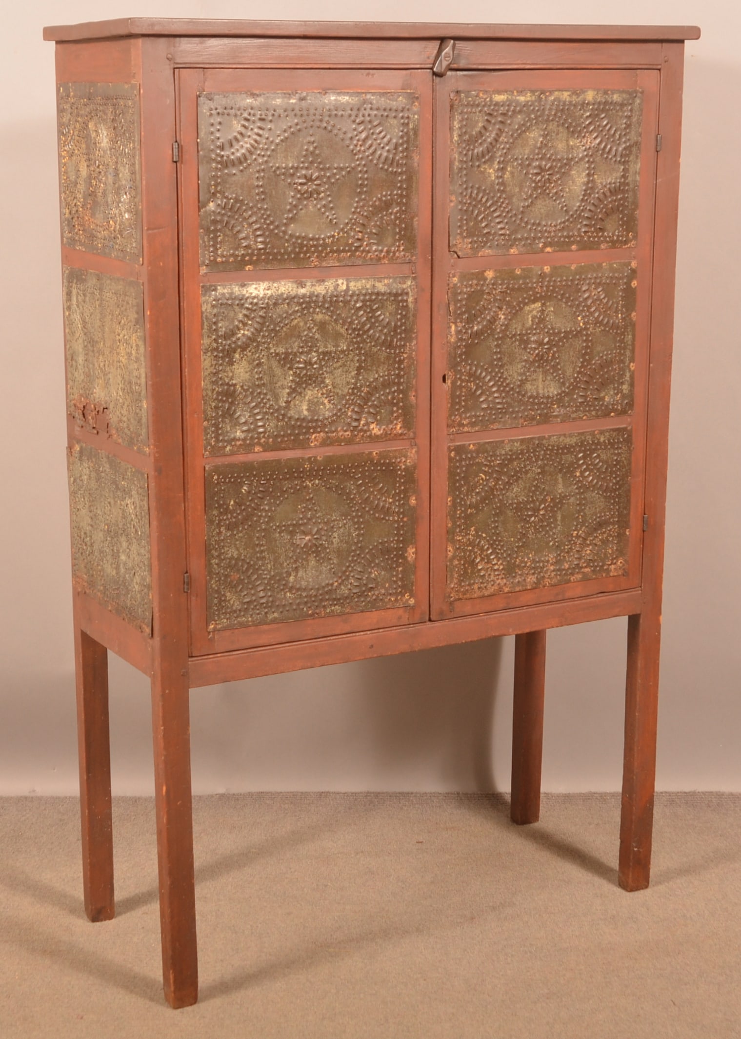 PA 19th Century Softwood Punched-Tin Pie Safe. (1 of 7)