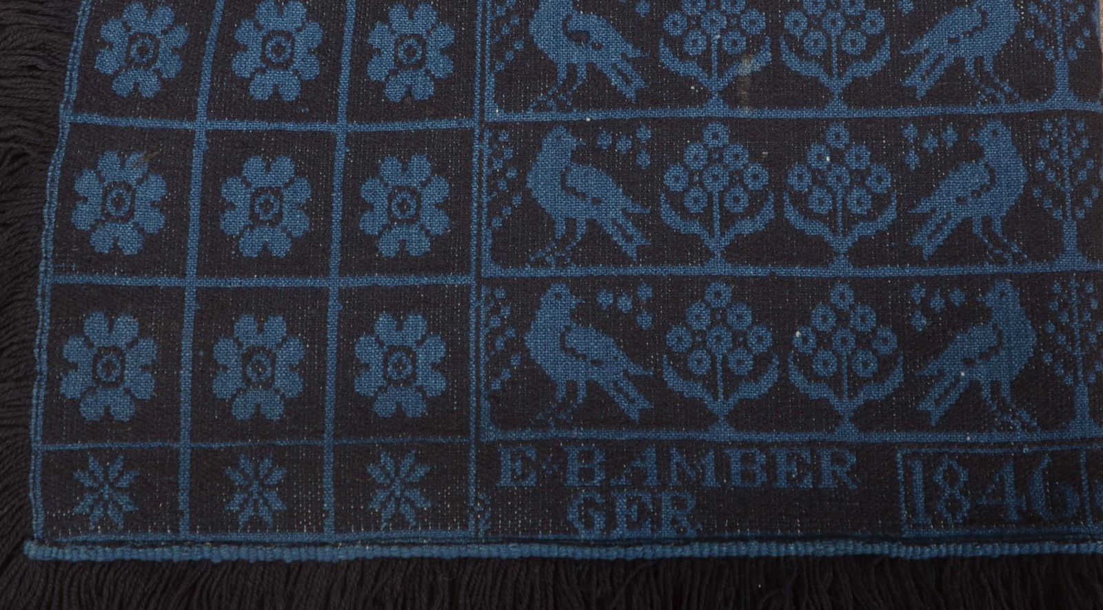 E. Bamberger 1846 2-Part Jacquard Coverlet. (1 of 8)