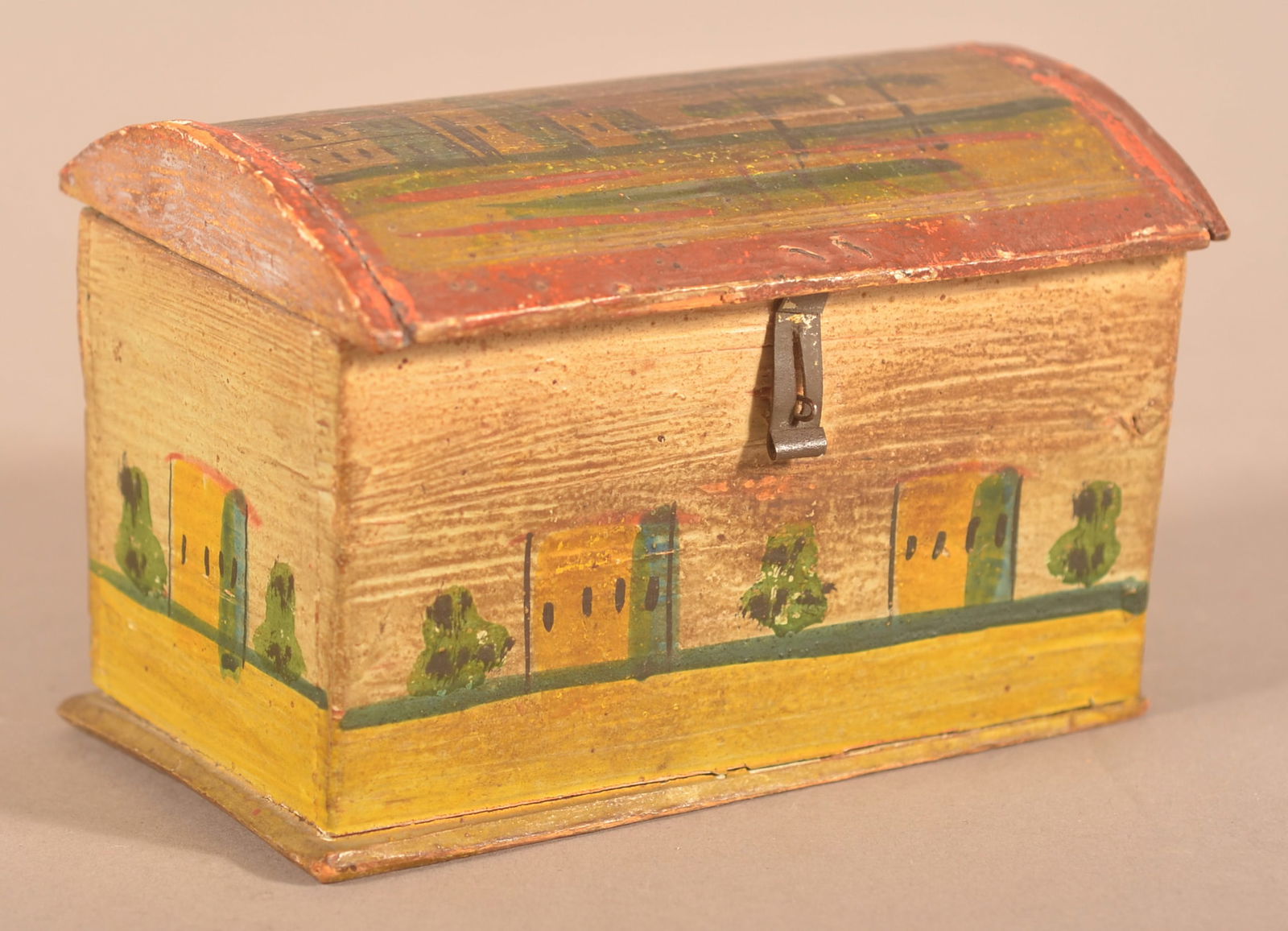 Continental Painted Dome-Lid Trinket Box. (1 of 8)
