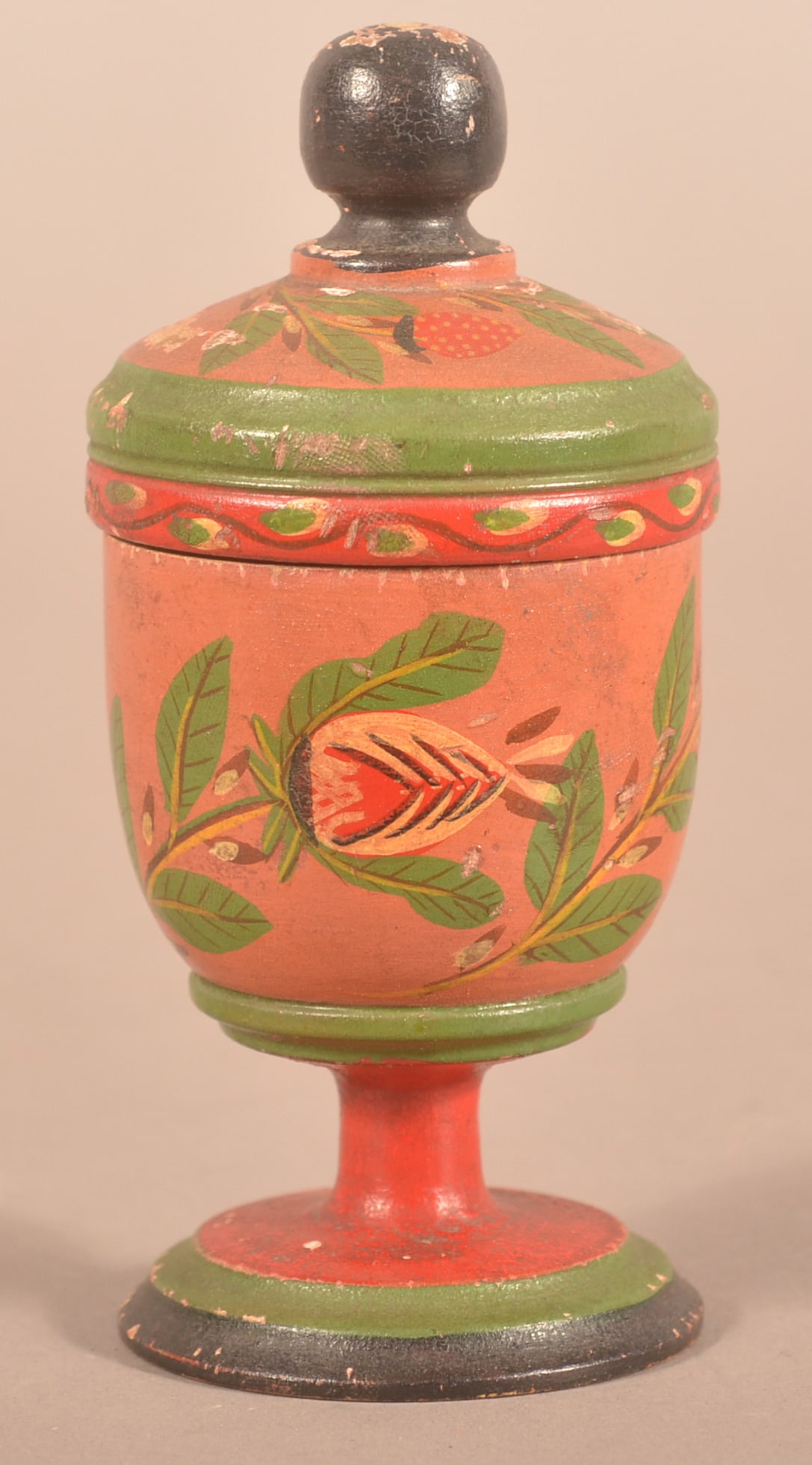 Covered Lehnware Footed Saffron Cup. (1 of 5)