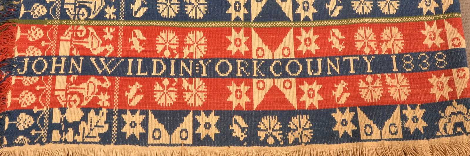 York, PA 1838 2-Part Jacquard Coverlet. (1 of 8)