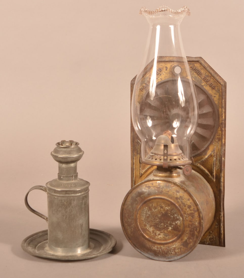 Two Antique Tin Fluid Lamps. (1 of 6)