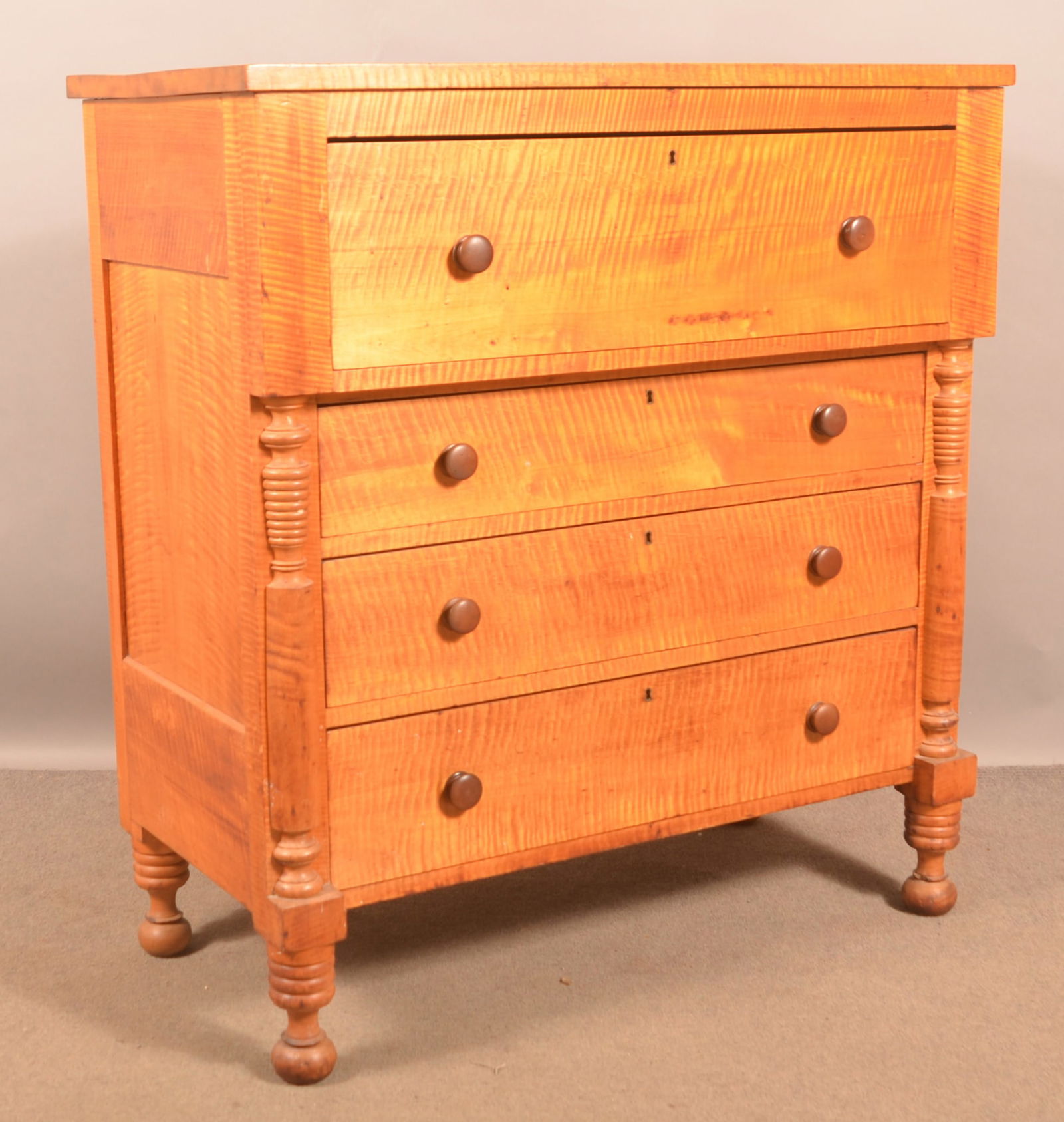 Pennsylvania Empire Tiger Maple Chest of Drawers. (1 of 5)