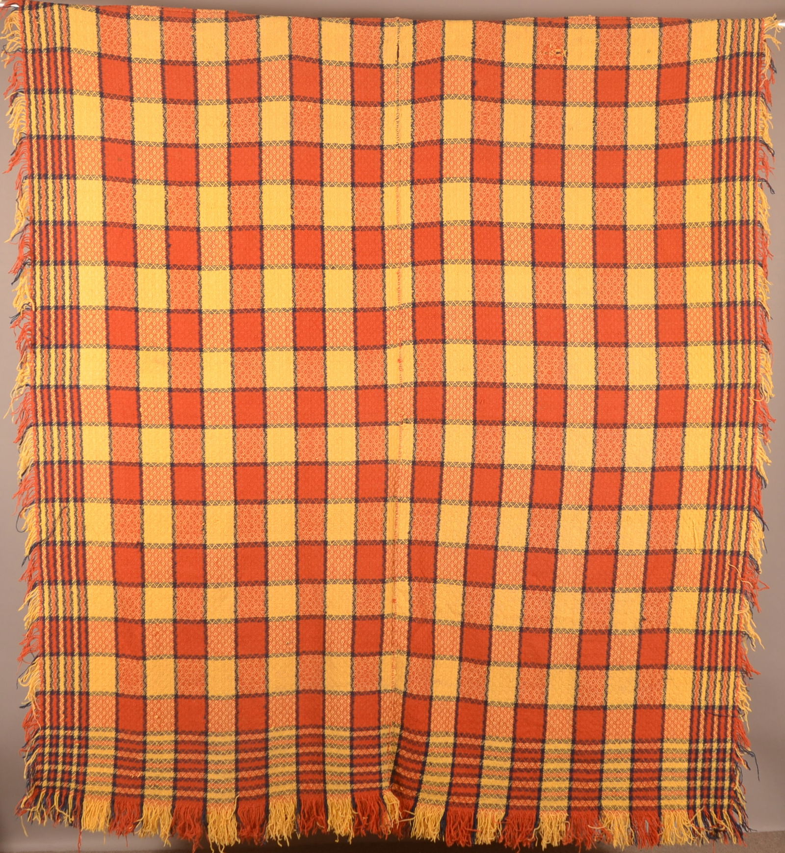 PA 19th Century 3-Color, 2-Part Woven Coverlet. (1 of 4)