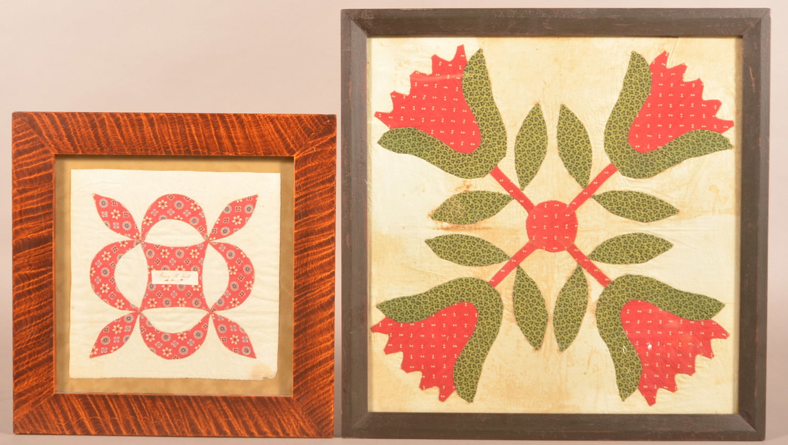 Two Antique Framed Quilt Patches. (1 of 5)