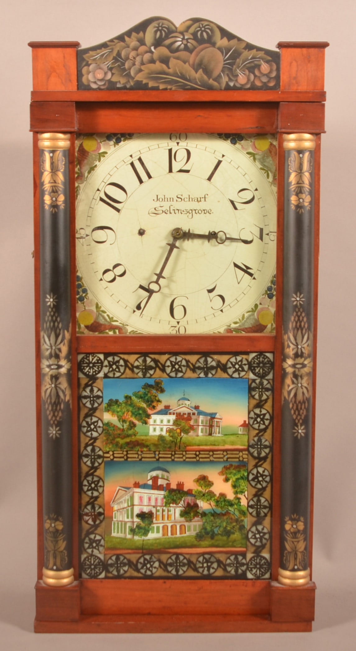 Rare John Scharf, Selinsgrove, PA Cherry Shelf Clock. (1 of 8)