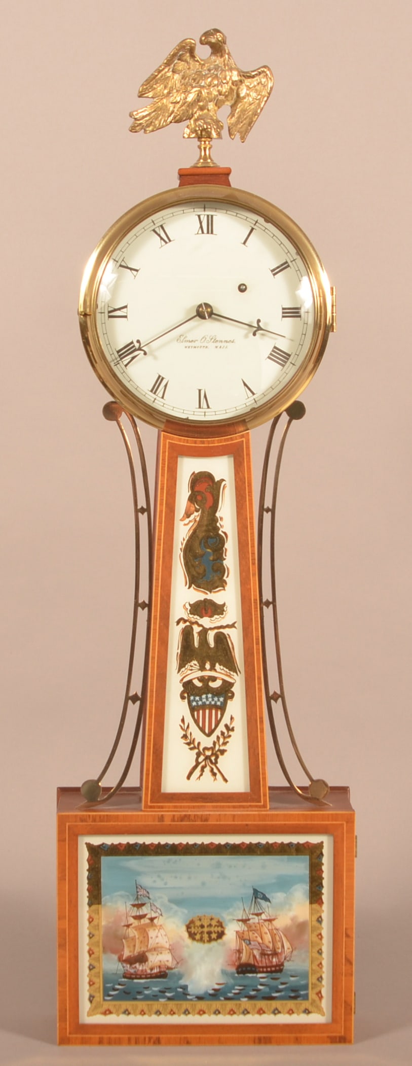 Elmer O. Stennes Mahogany Line Inlaid Banjo Clock. (1 of 10)