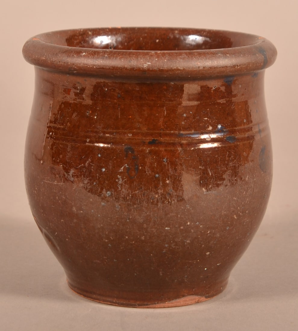 L. Kopp Glazed Redware Storage Jar. (1 of 4)