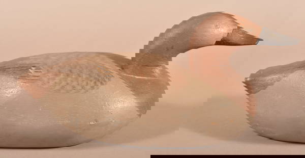 Vintage Canvasback Hen Working Decoy.: Vintage Canvasback Hen Working Decoy. Painted in natural colors. Signed on bottom"W. Olewiler Croley, Pa".