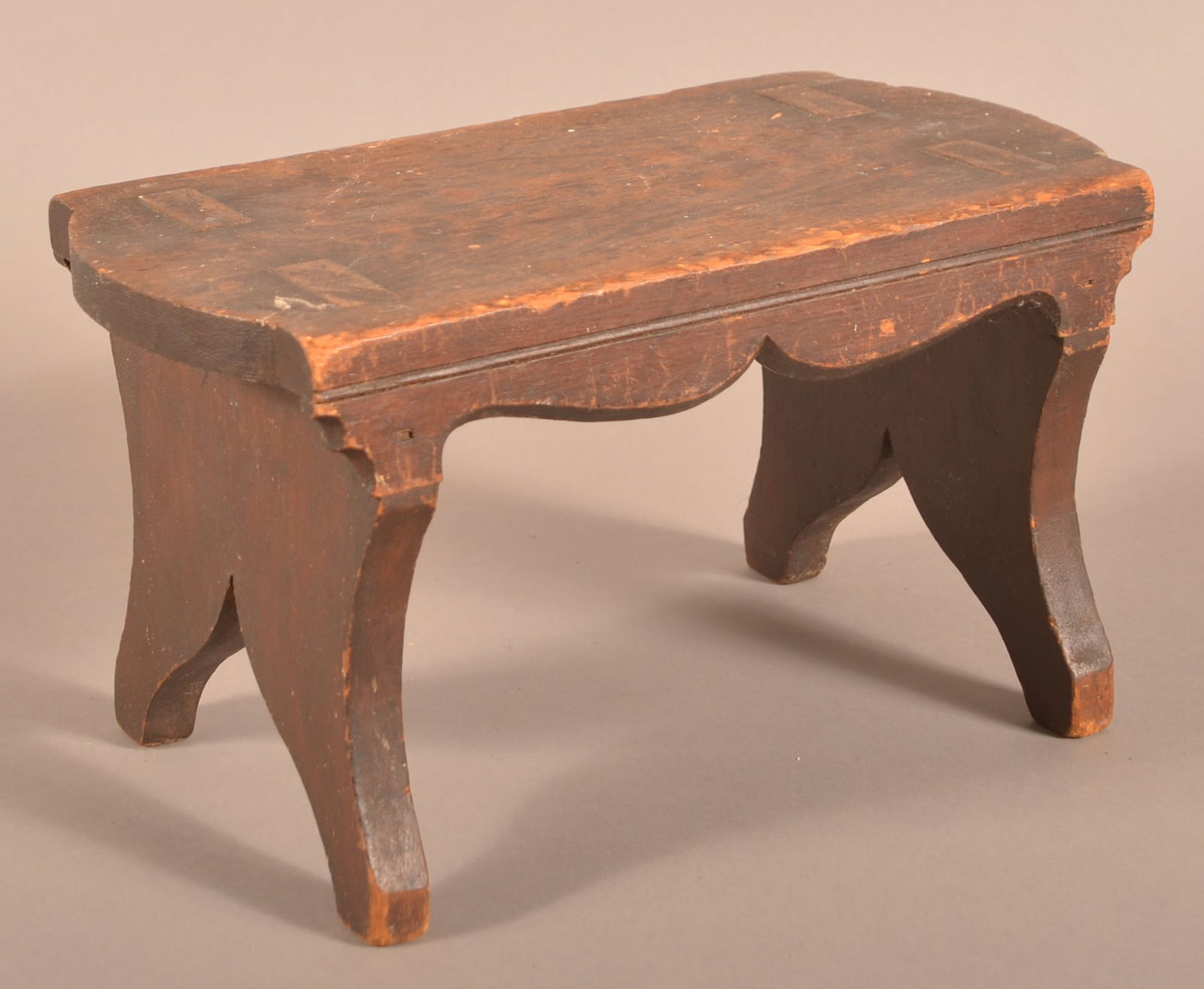 Antique Pennsylvania Brown Painted Footstool. (1 of 3)