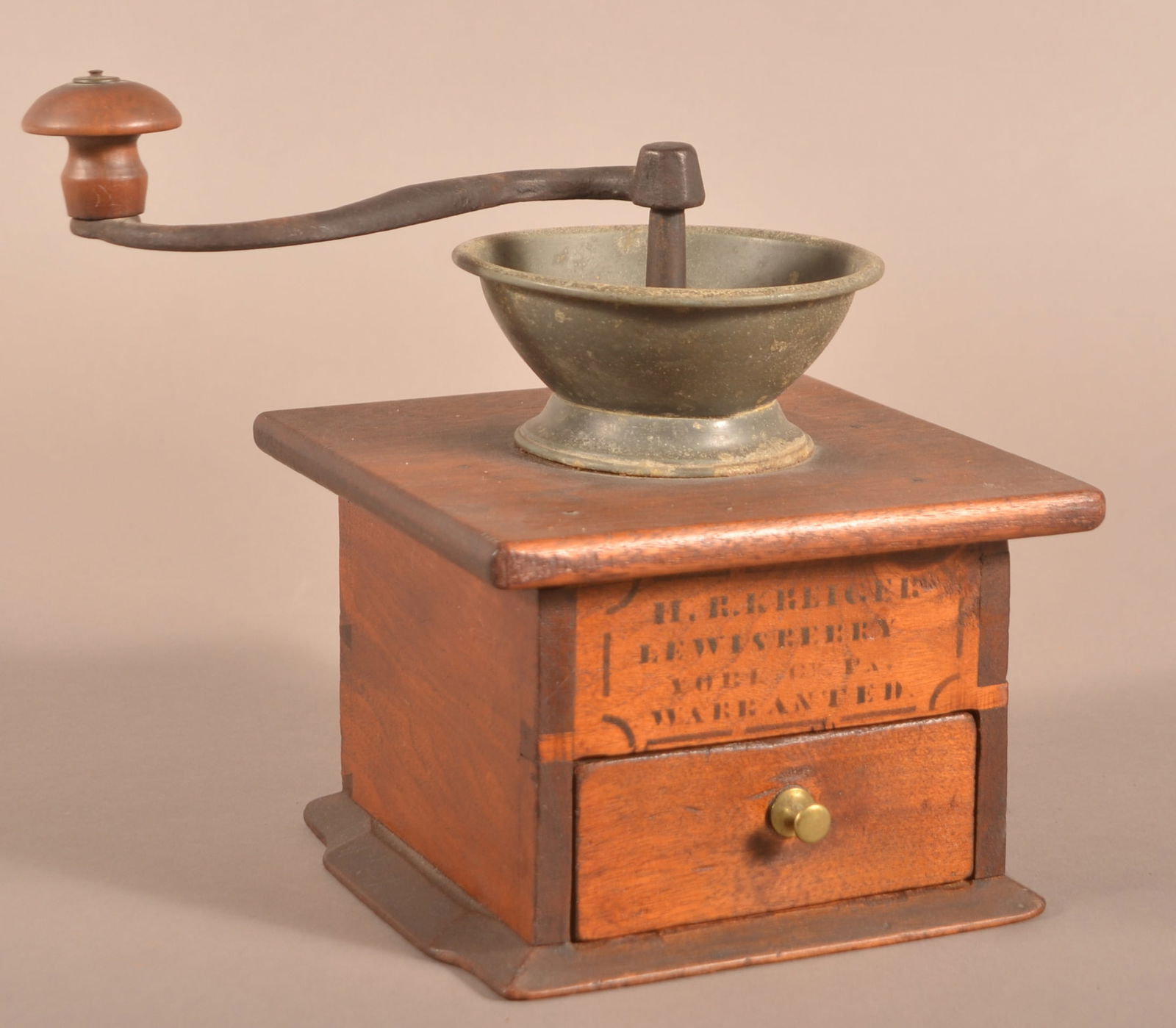 Antique York Co., PA Mahogany Coffee Mill. (1 of 4)