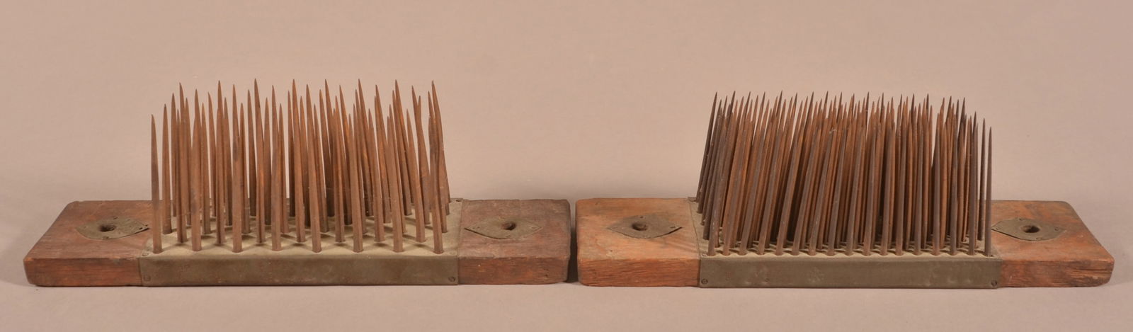 Two Pennsylvania Early 19th Century Hatchels.: Two Pennsylvania Early 19th Century Hatchels. One dated 1828 the other is initialed. Both 12-1/2"l.