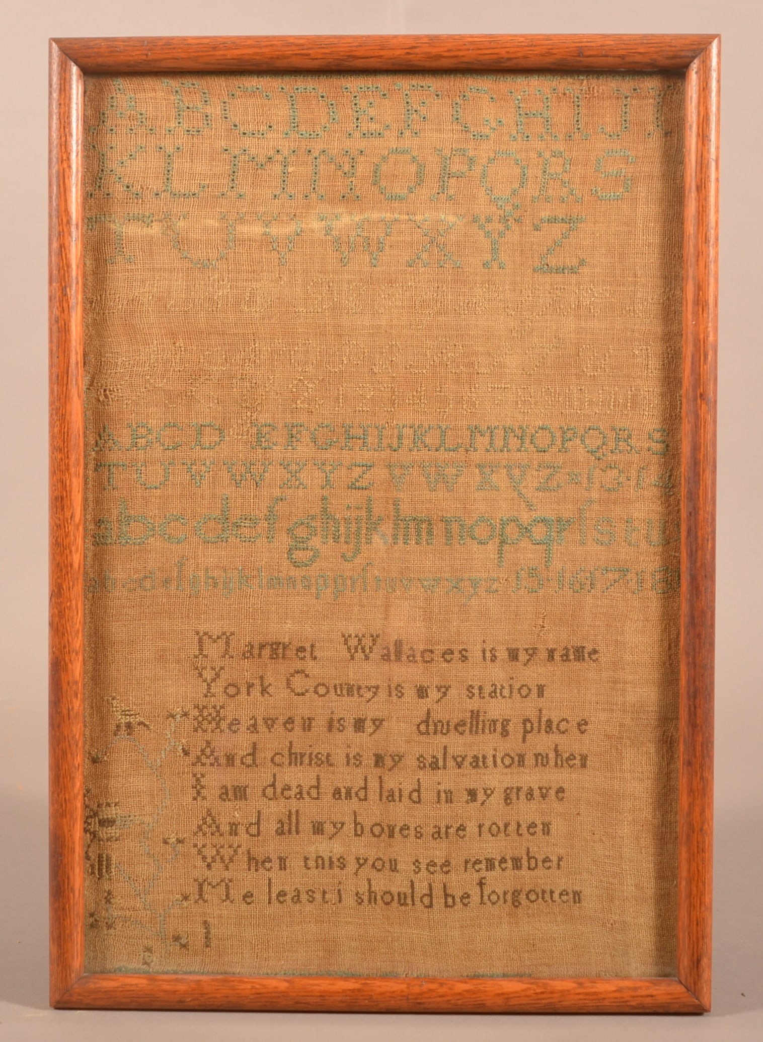 19th Century York County, PA Needlework Sampler. (1 of 5)