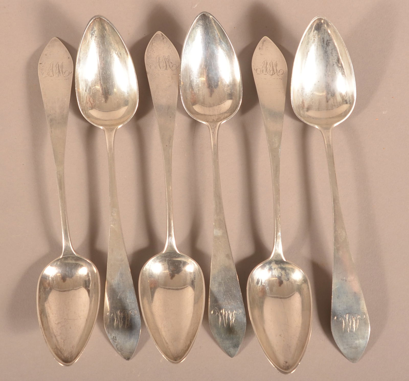 Six Godfrey Lenhart, York, PA Coin Silver Tablespoons. (1 of 4)