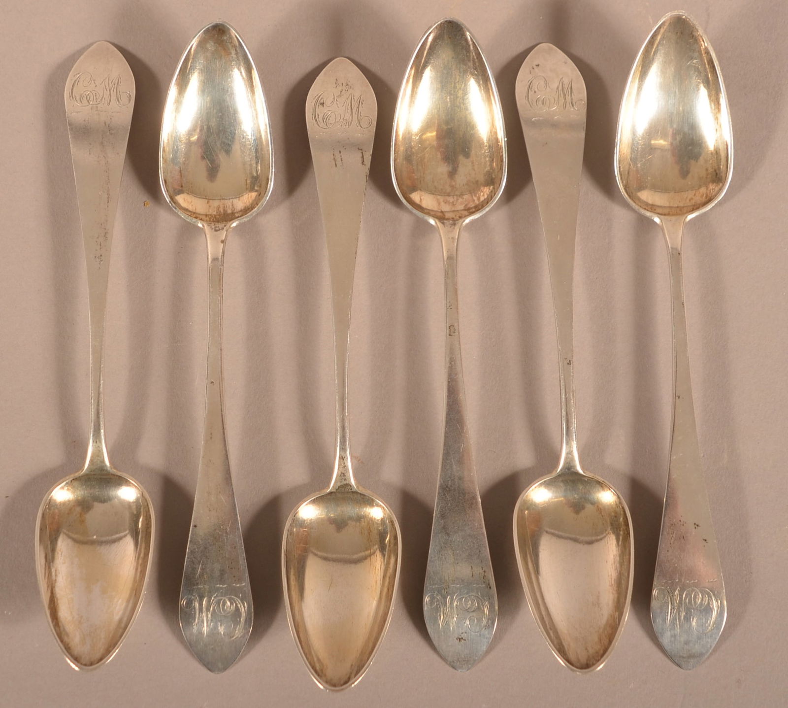 Six Godfrey Lenhart, York, PA Coin Silver Teaspoons. (1 of 5)