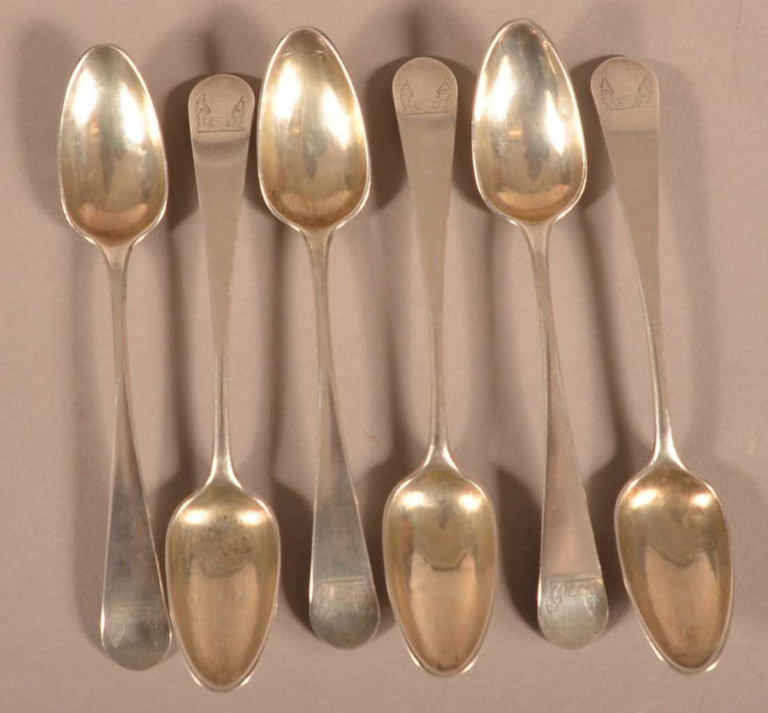 Six Gabriel Lewyn, Baltimore, MD Coin Silver Teaspoons. (1 of 4)