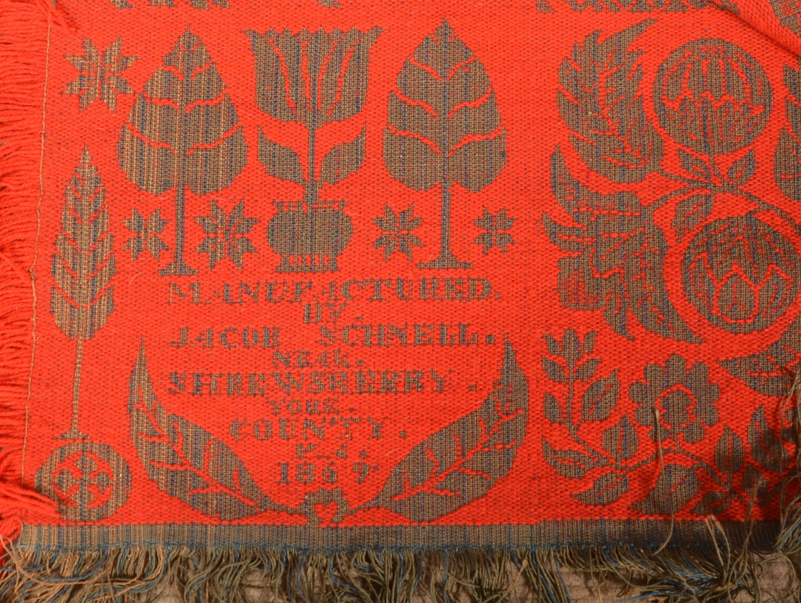 York County, PA 1859 2-Part Jacquard Coverlet. (1 of 9)