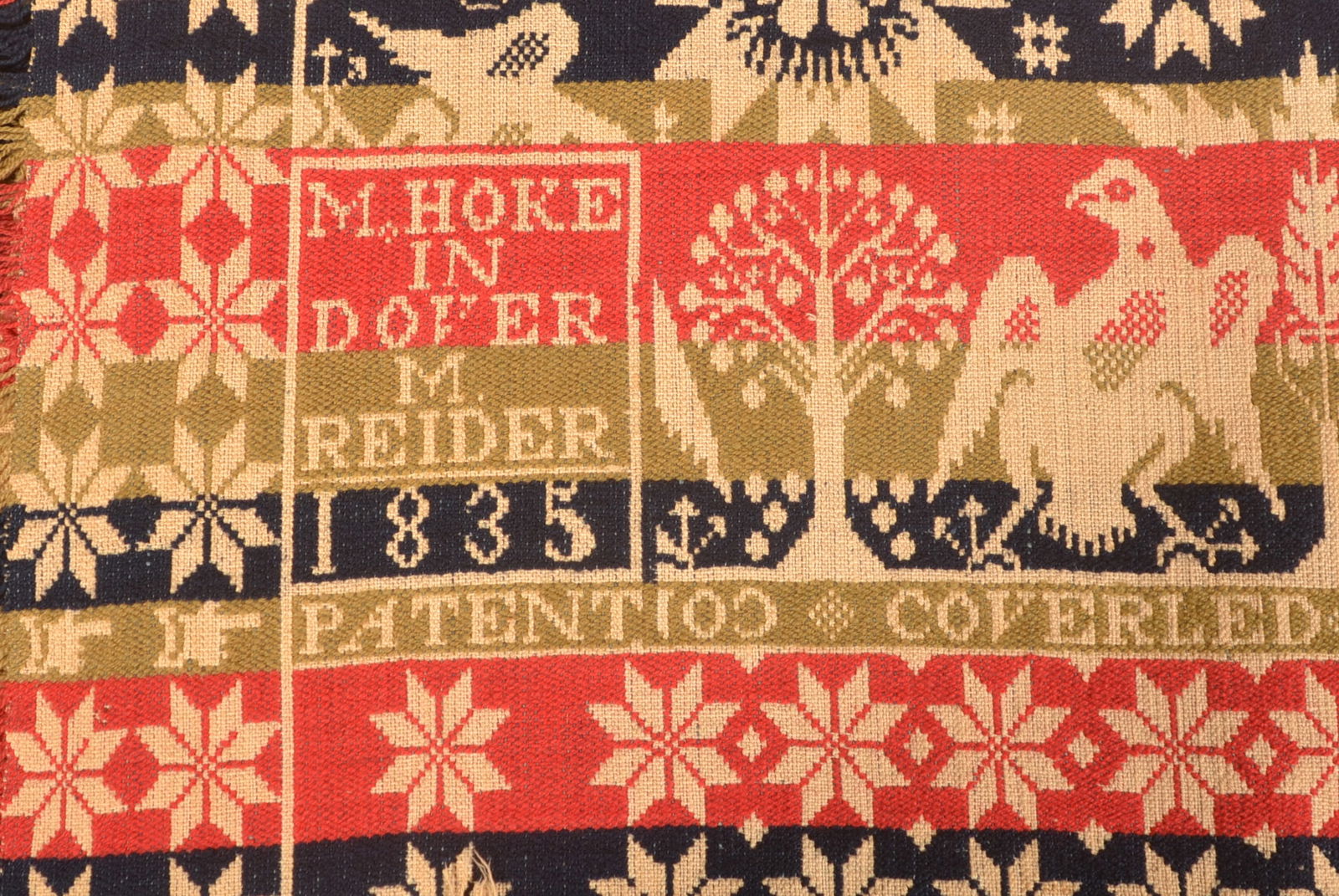 York, PA 1835 2-Part Jacquard Coverlet. (1 of 8)