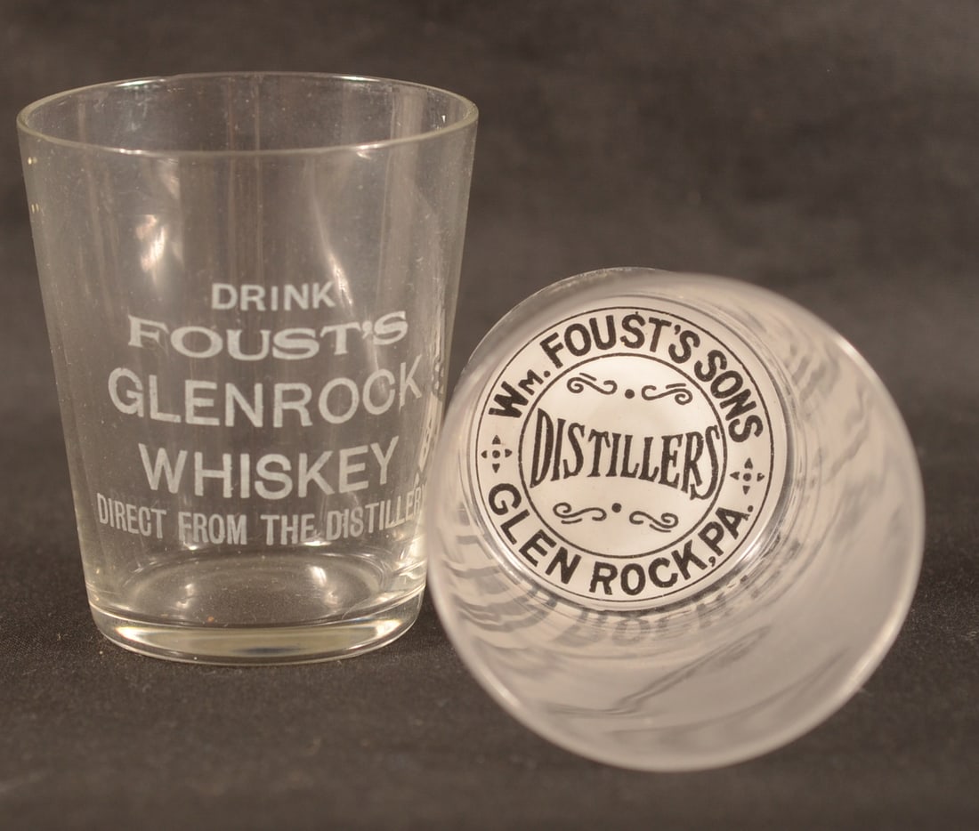 Two Wm. Foust's Sons, Glen Rock Shot Glasses. (1 of 3)